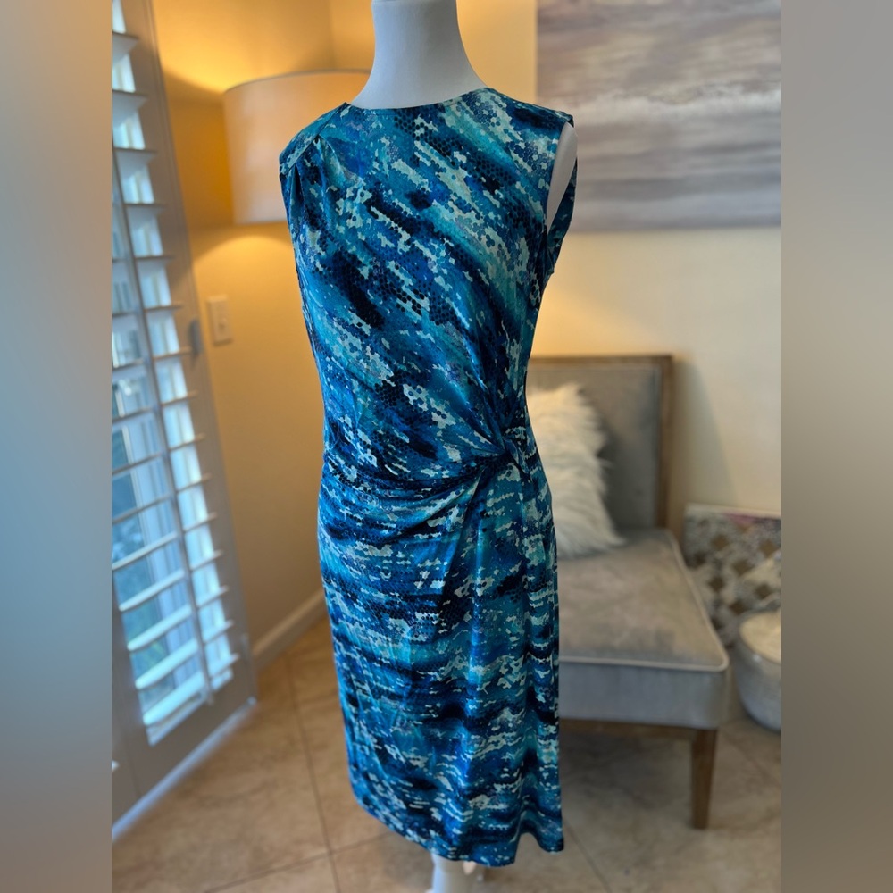 NIC+ZOE Sleeveless Blue Sea Pattern Dress